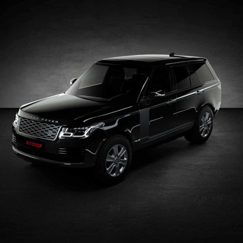 Ein schwarzer gepanzerter Range Rover